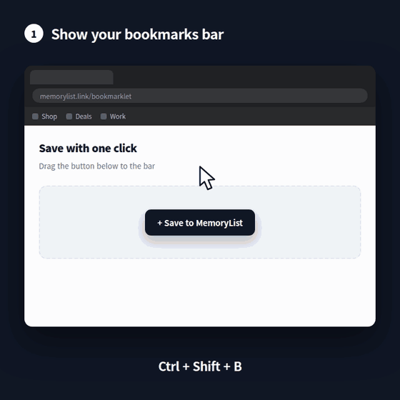 Dragging the button to the bookmarks bar and clicking it on a page